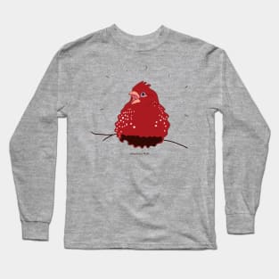 illustrations of red strawberry finch perched on tree branch Long Sleeve T-Shirt